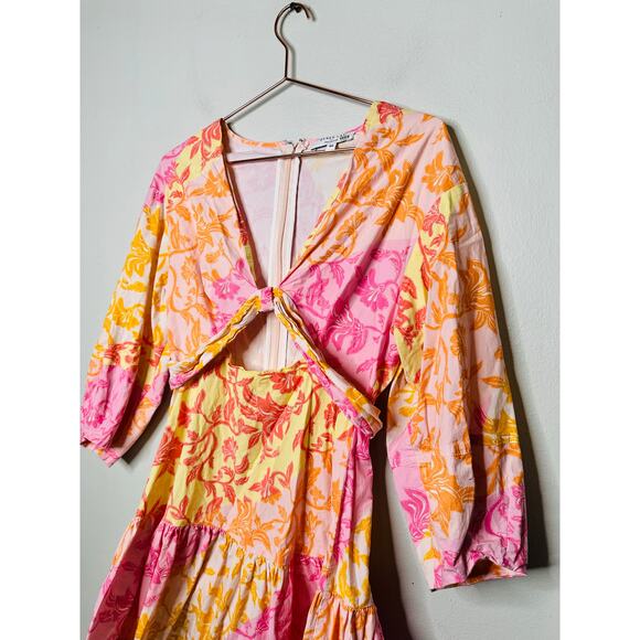 DEREK LAM 10 CROSBY X RTR Multicolor Floral Hourglass Cutout Mini Dress Size 46 - Picture 6 of 15